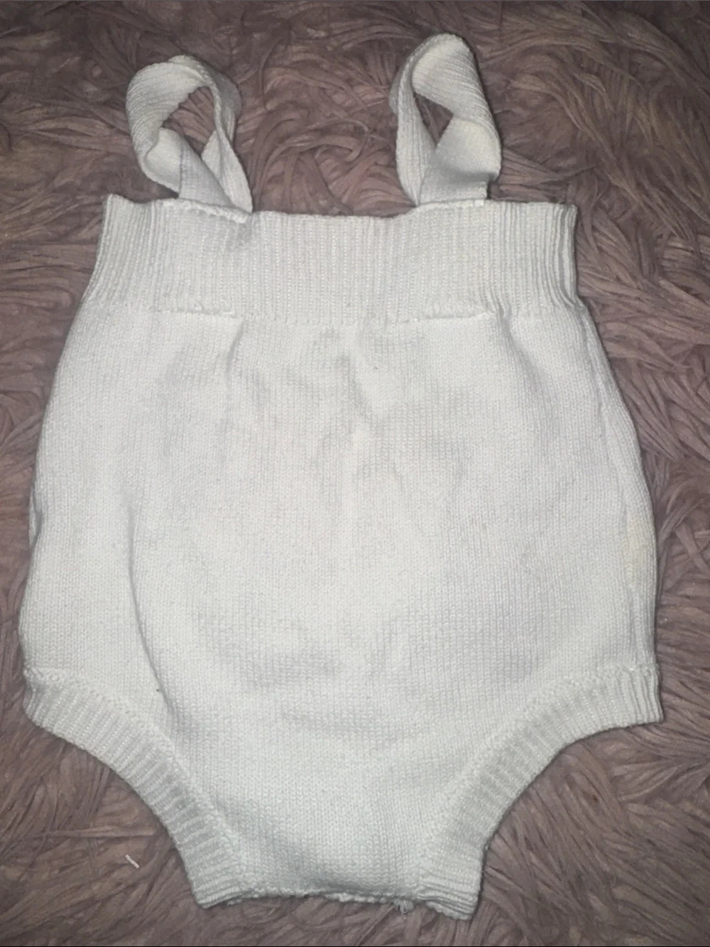 Specialty Boutique Cream Knit Floral Baby Romper with Flower Embroidery